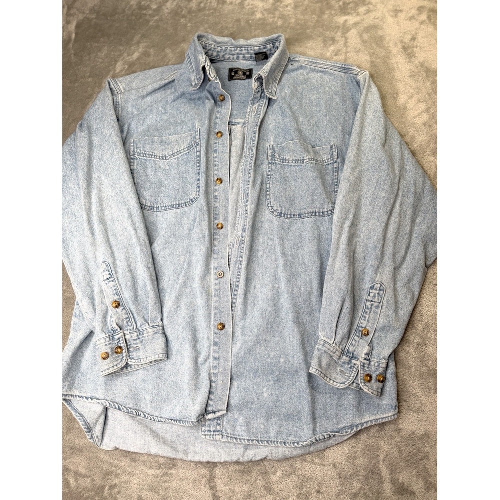 J Riggings sportswear Long Sleeve Men's jean shirt Size Large Vintage Cotton